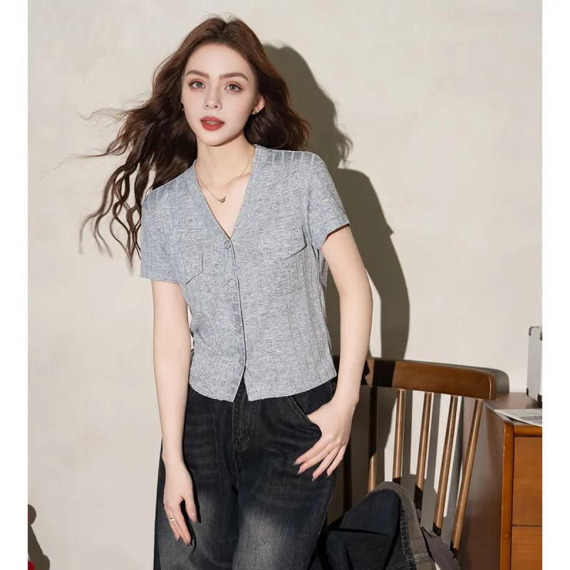 FAWENXIANGZI Knitwear Women's Light Gray-2