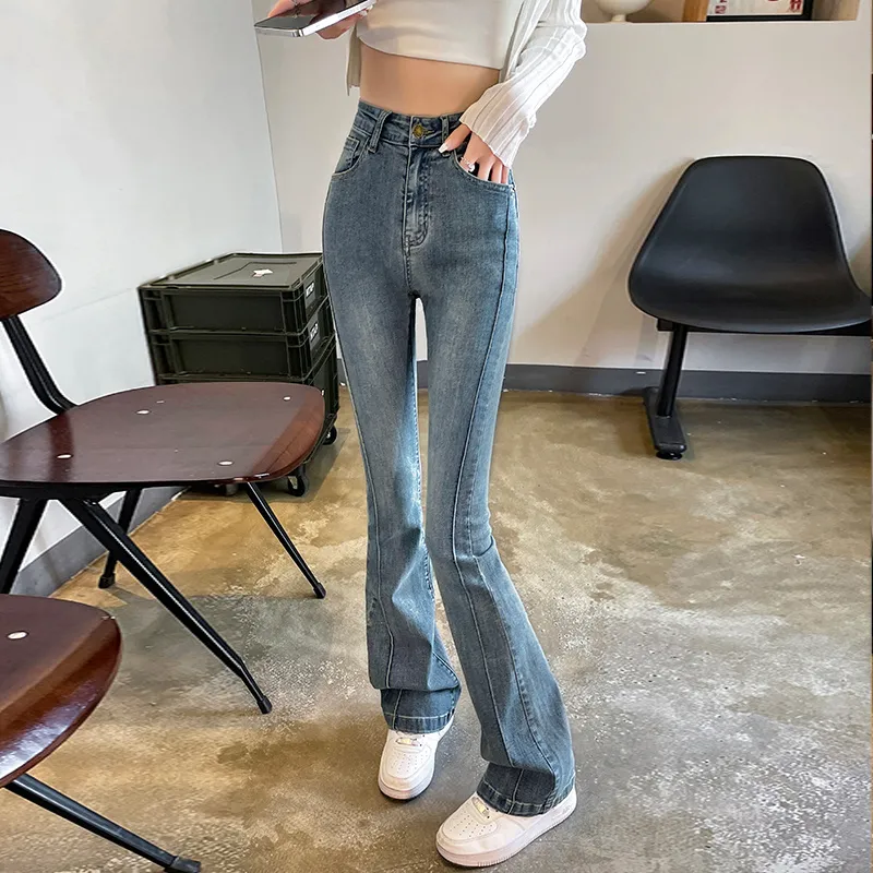 FAWENXIANGZI Jeans Women's Vintage Blue-5