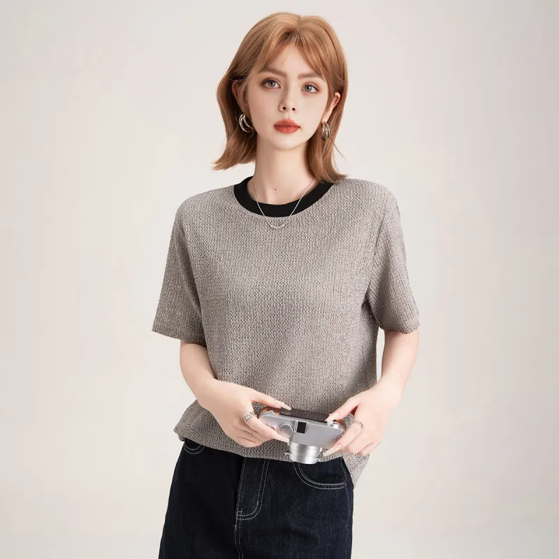 FAWENXIANGZI T Shirts Women's Gray-4