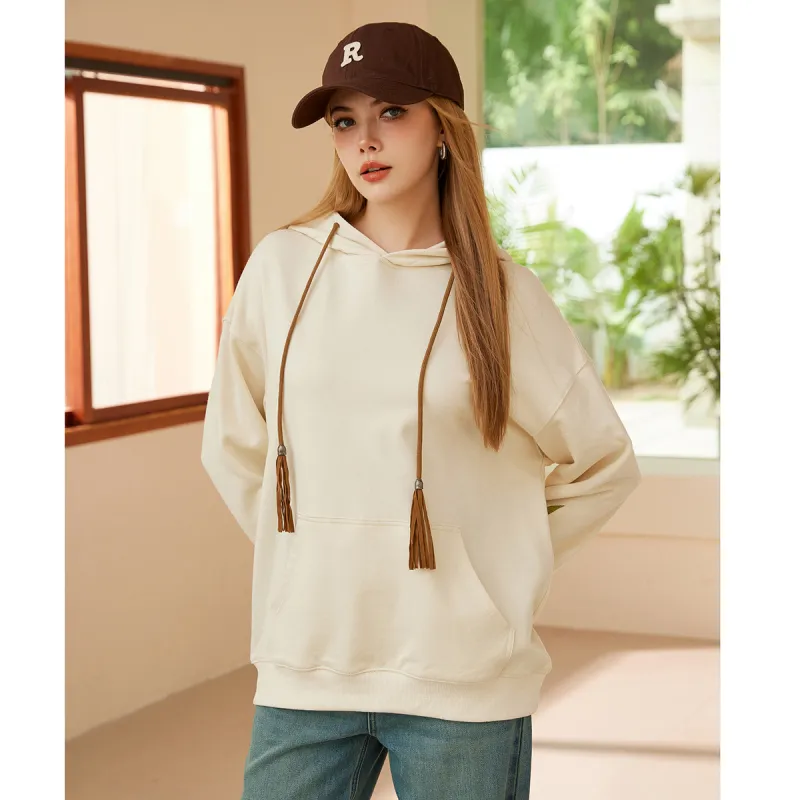 FAWENXIANGZI Sweatshirt Women's Ecru-4