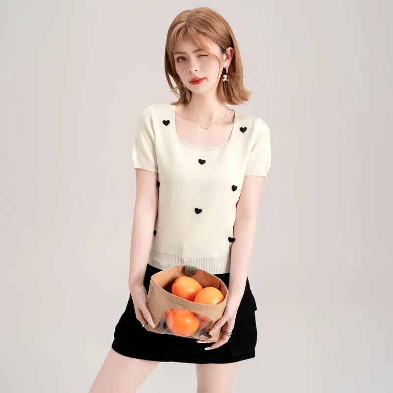 FAWENXIANGZI T Shirts Women's Cream-2
