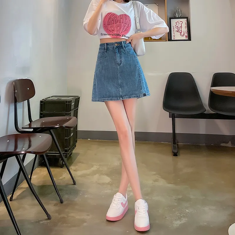FAWENXIANGZI Denim Short Skirts Women's-1