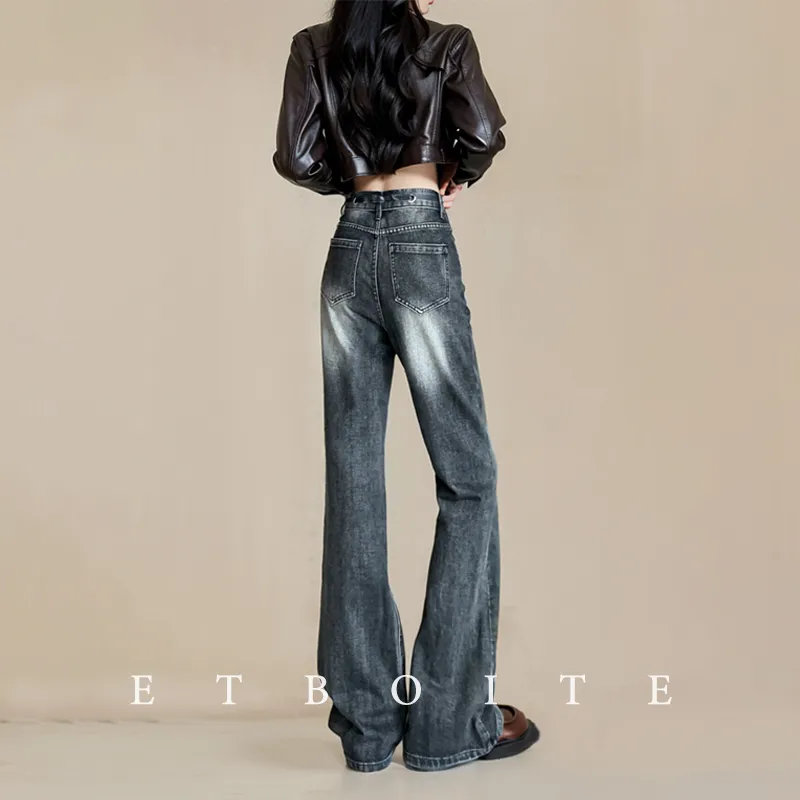 FAWENXIANGZI Jeans Women's Smoke Gray-10