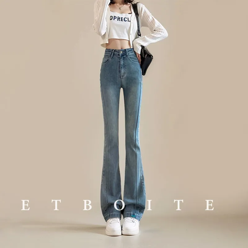 FAWENXIANGZI Jeans Women's Vintage Blue-11