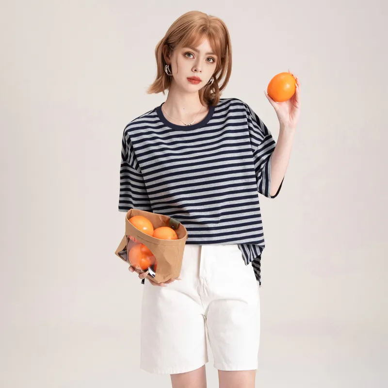 FAWENXIANGZI Drop Shoulder Sleeve T Shirt Women's-2