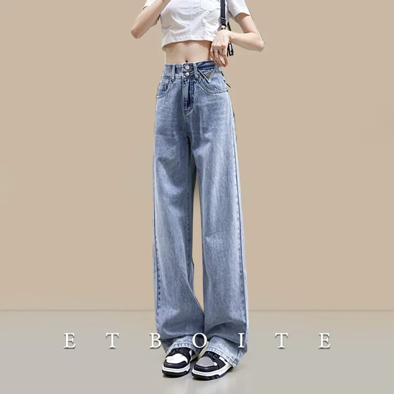 FAWENXIANGZI Jeans Women's Light Blue-6