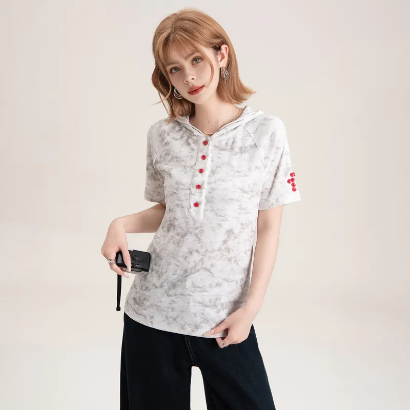 FAWENXIANGZI T Shirts Women's Gray White-3