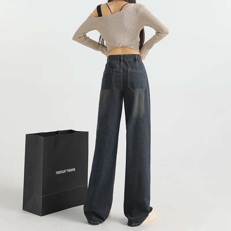 FAWENXIANGZI Jeans Women's Concrete Gray-3
