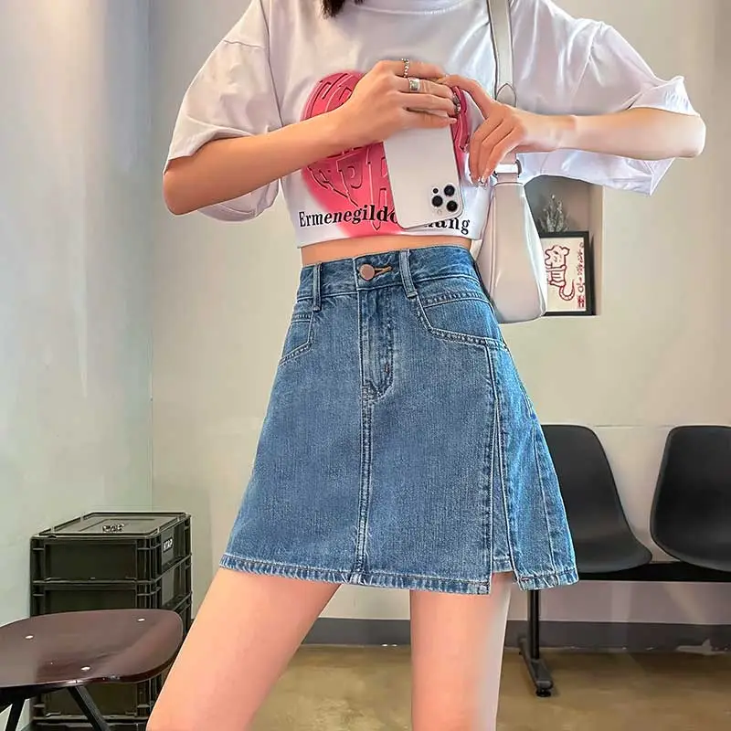 FAWENXIANGZI Denim Short Skirts Women's-2