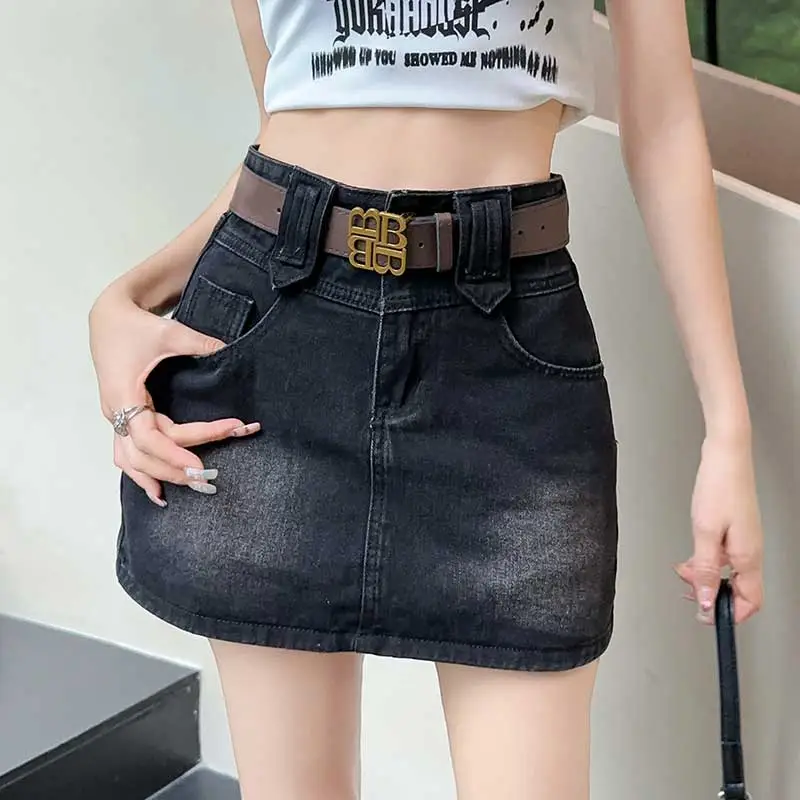 FAWENXIANGZI Denim Short Skirts Women's-8
