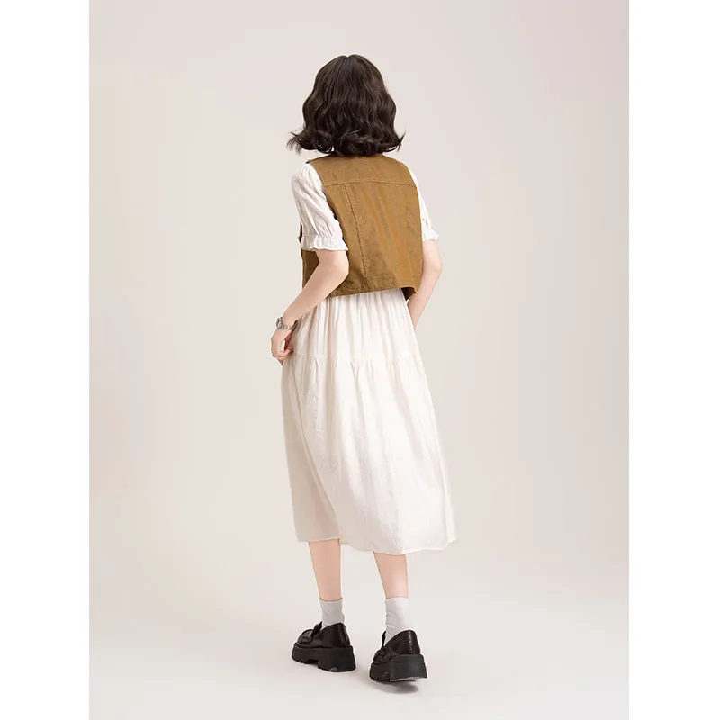 FAWENXIANGZI Two Piece Skirt Sets Women's Apricot+Coffee-1