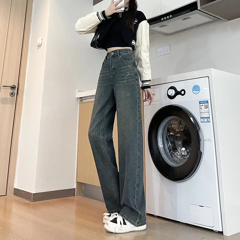 FAWENXIANGZI Jeans Women's Concrete Gray-11