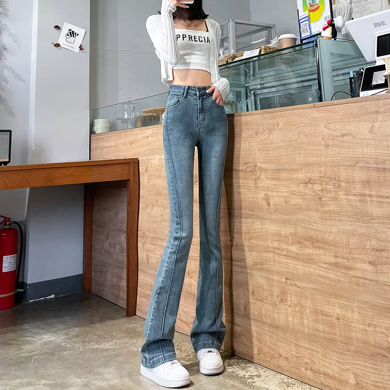 FAWENXIANGZI Jeans Women's Vintage Blue-4