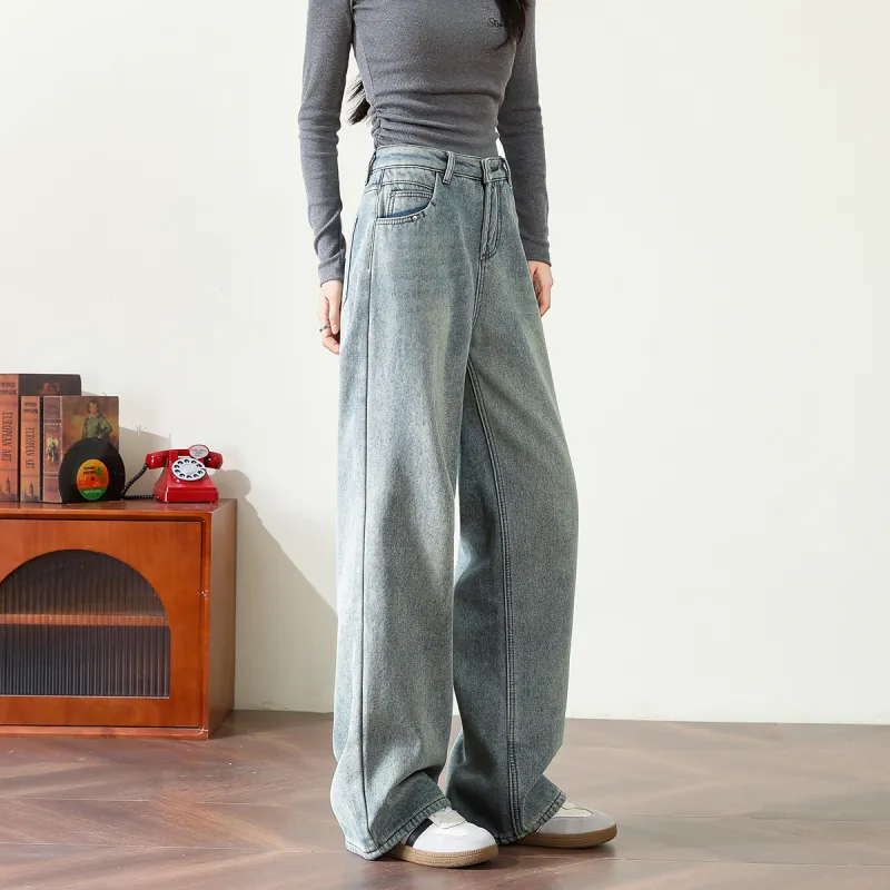 FAWENXIANGZI Jeans Women's Light Blue-2