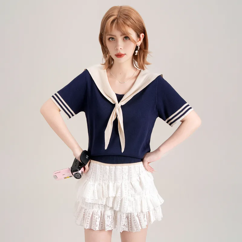 FAWENXIANGZI T Shirts Women's Blue-4