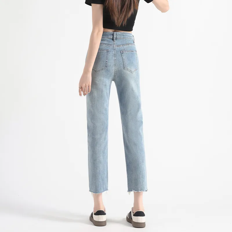 FAWENXIANGZI Jeans Women's Light Blue-1
