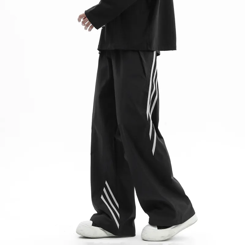 H2P Casual Pants Unisex Black Loose Fit-5