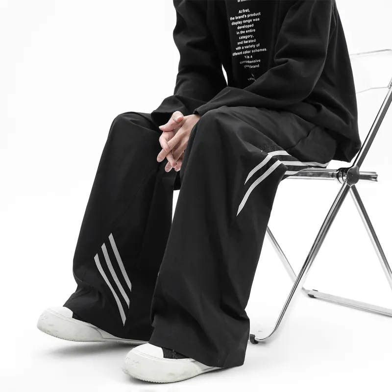 H2P Casual Pants Unisex Black Loose Fit-6