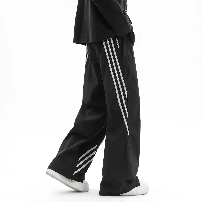 H2P Casual Pants Unisex Black Loose Fit-4