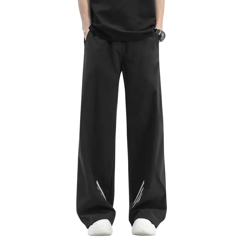 H2P Casual Pants Unisex Black Loose Fit-1