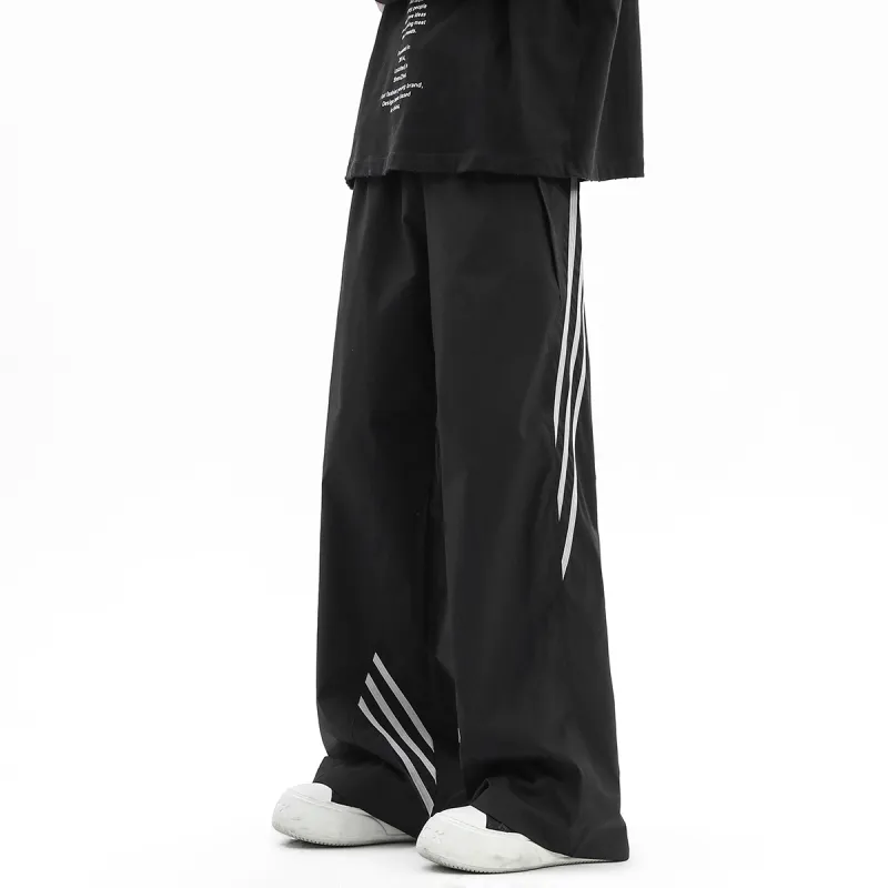 H2P Casual Pants Unisex Black Loose Fit-2