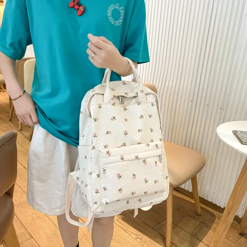 BRABOSTON Nylon Backpack Regular Women's Small Florets/beige Florets-14