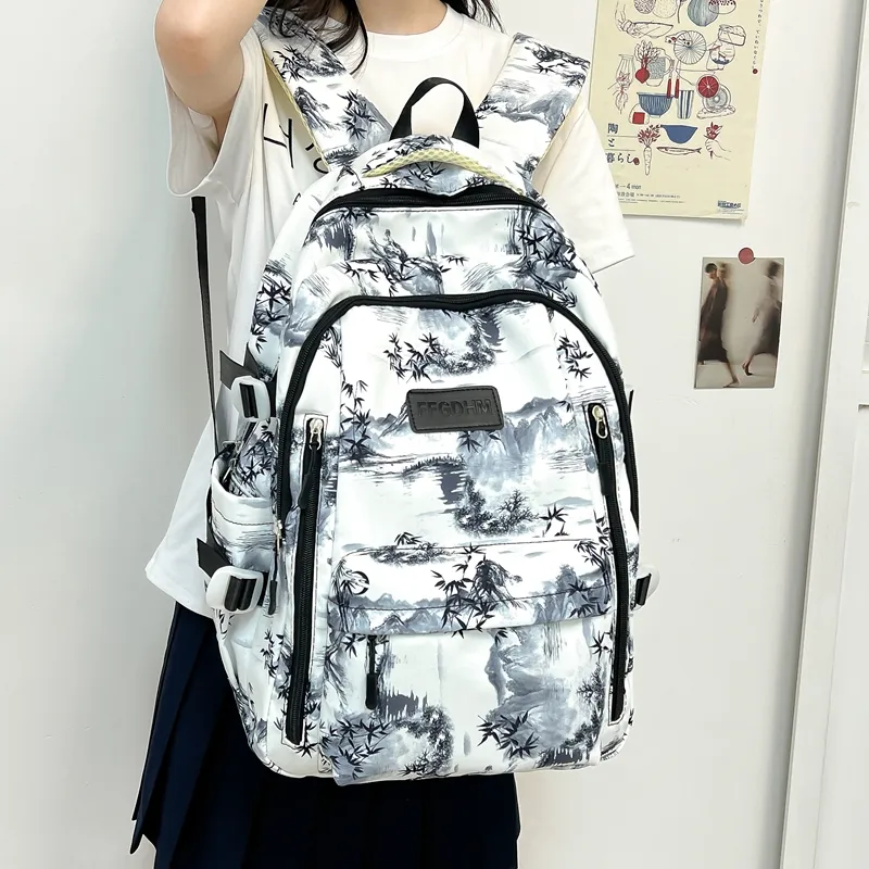 BRABOSTON Nylon Backpack Unisex Black/Purple/Green/Blue/Pink-10