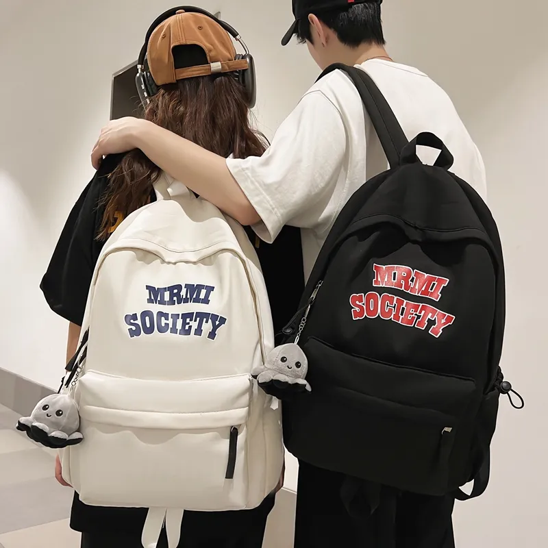 BRABOSTON Nylon Backpack Unisex Ecru/Black/Burgundy/Light Blue-6