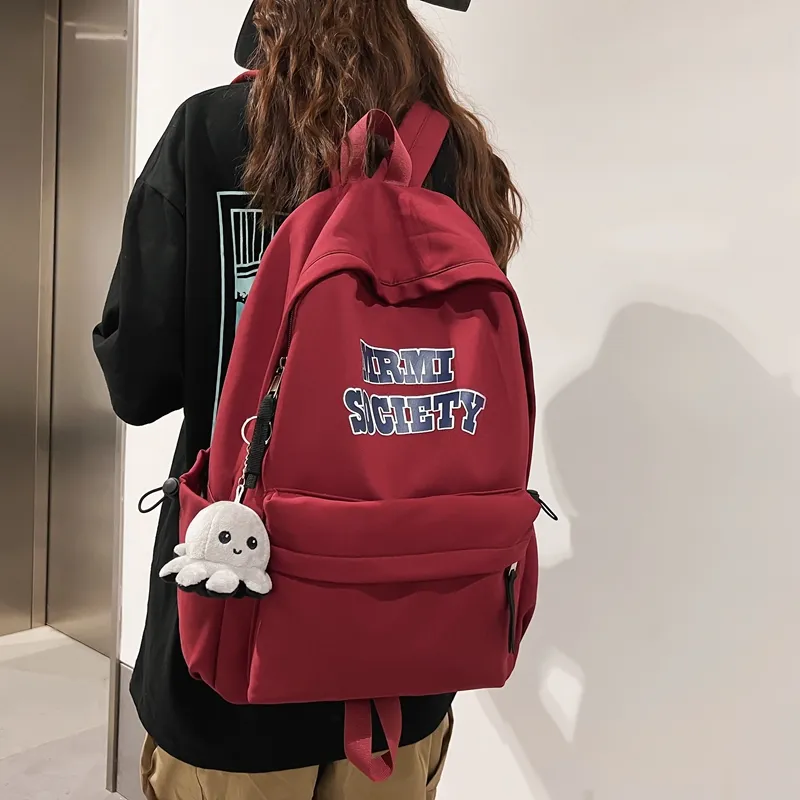 BRABOSTON Nylon Backpack Unisex Ecru/Black/Burgundy/Light Blue-17