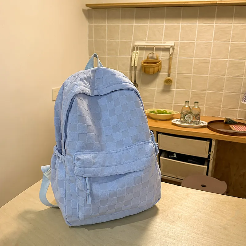 BRABOSTON Corduroy With Nylon Backpack Unisex Black/Khaki/Pink/Blue-19