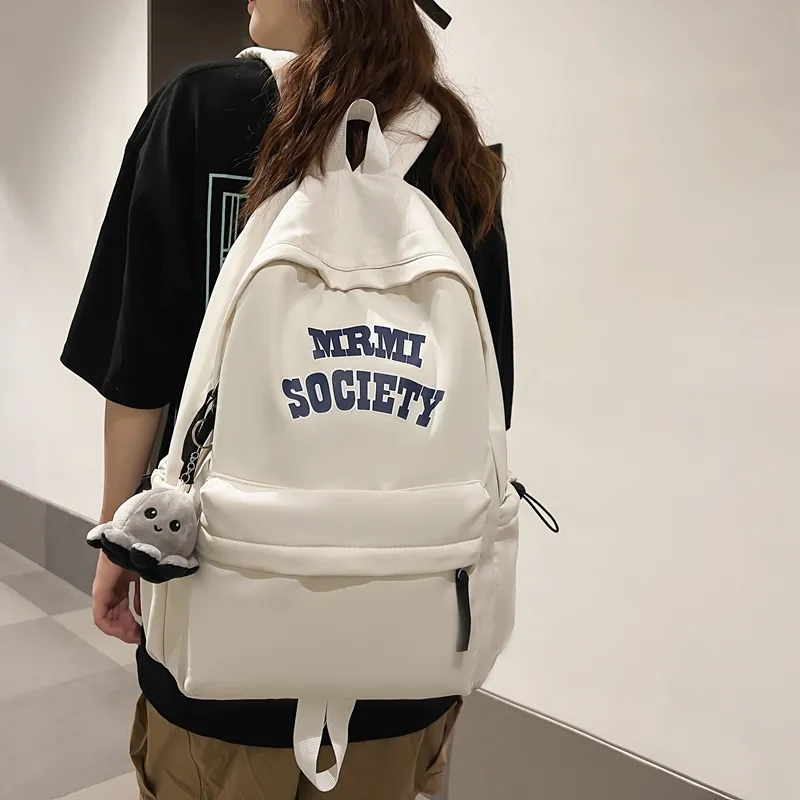 BRABOSTON Nylon Backpack Unisex Ecru/Black/Burgundy/Light Blue-4