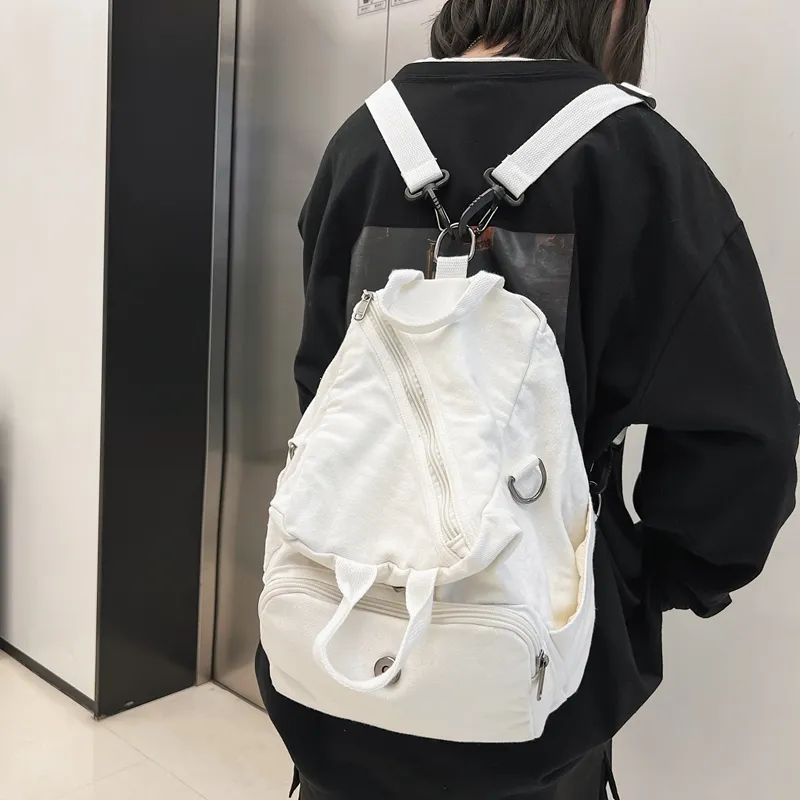 BRABOSTON Canvas Backpack Regular Unisex Beige/Black/Brown-4