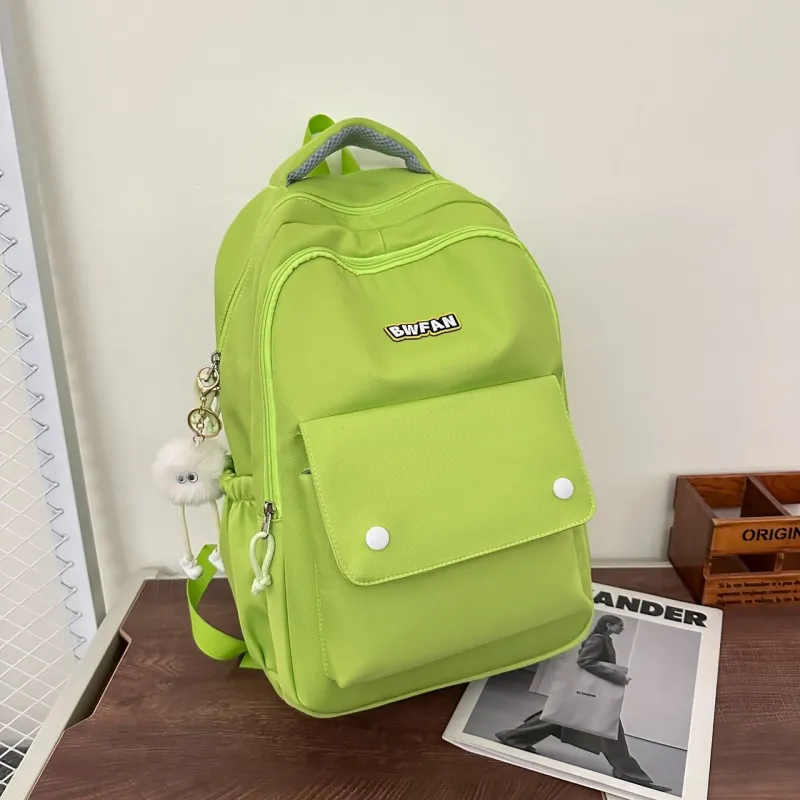 BRABOSTON Nylon Backpack Unisex Ecru/Black/Light Yellow/Neon Green/Cyan/Light Blue-6