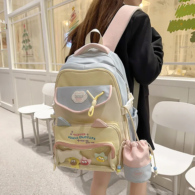 BRABOSTON Nylon With PVC Backpack Unisex Black/Blue Yellow/Yellow Green/Yellow Purple-8