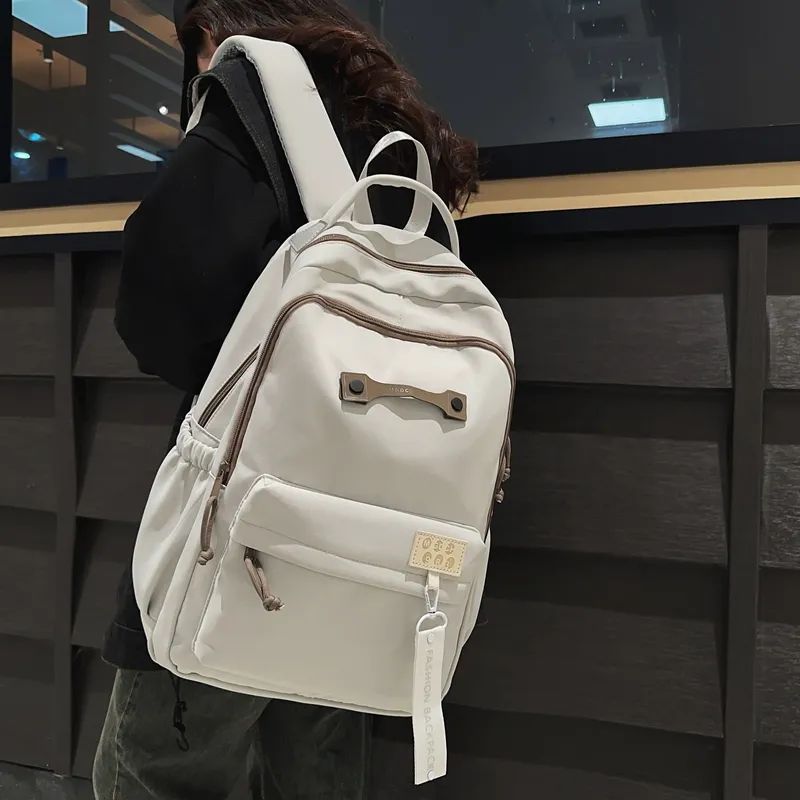 BRABOSTON Nylon Backpack Regular Unisex Black/Light Gray/Light Khaki/Dark Khaki-8