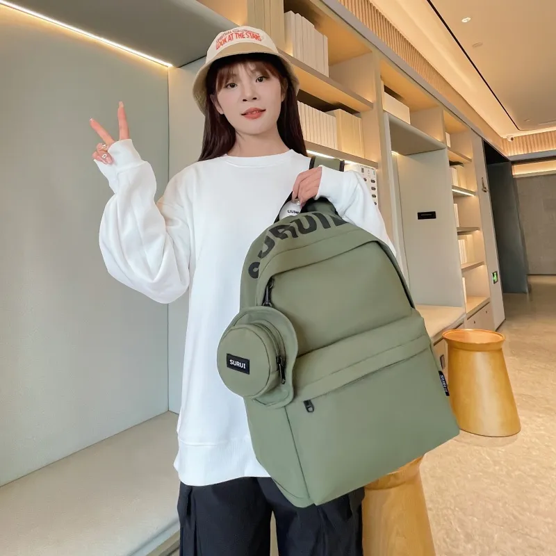 BRABOSTON Canvas Backpack Unisex Ecru/Black/Green/Orange-11