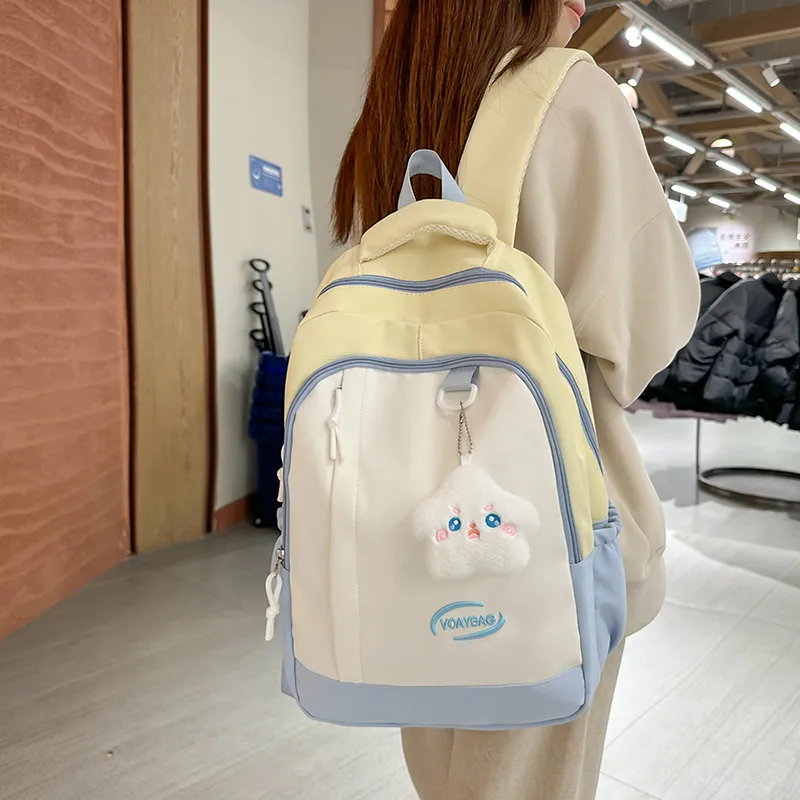BRABOSTON Nylon Backpack Unisex Black/Pink & Green/Blue & Red/Light Blue & Yellow-15