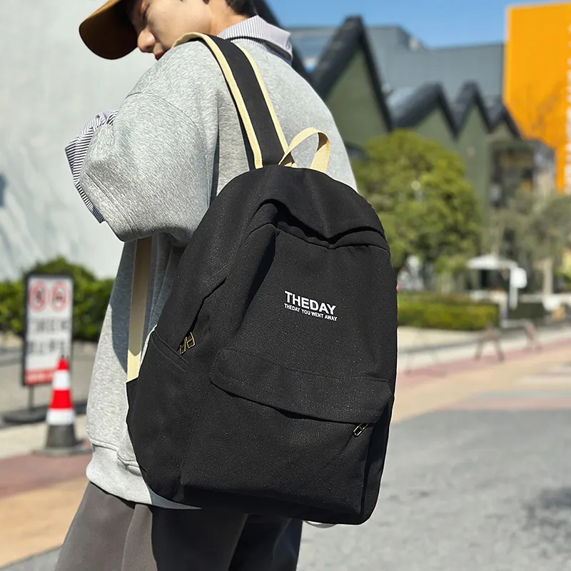 BRABOSTON Canvas Backpack Unisex Black/Pink/Khaki/Blue-2