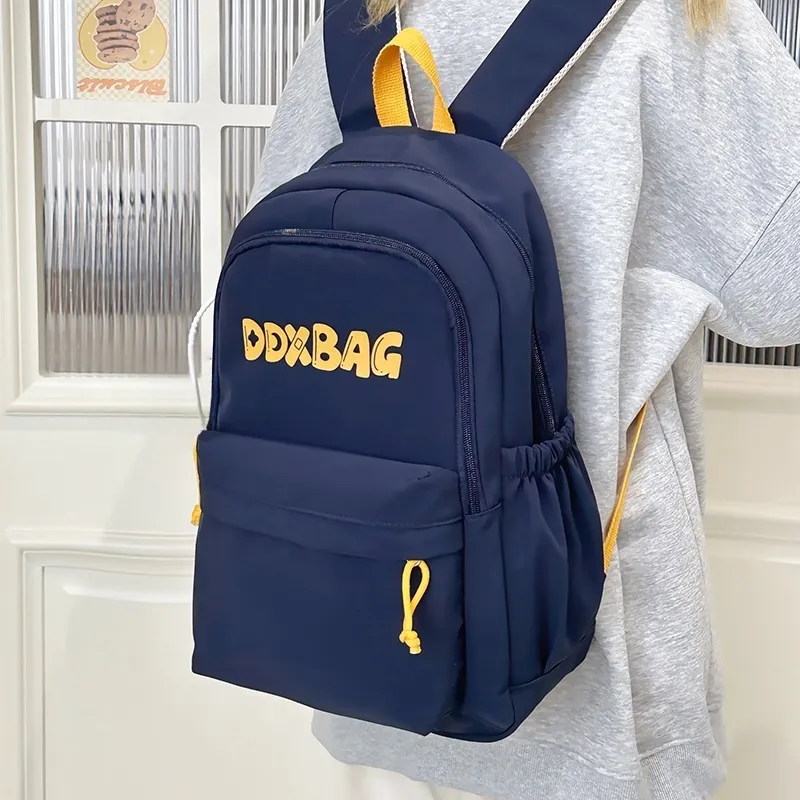 BRABOSTON Polyester Backpack Unisex Red/Black/Yellow/Blue-17