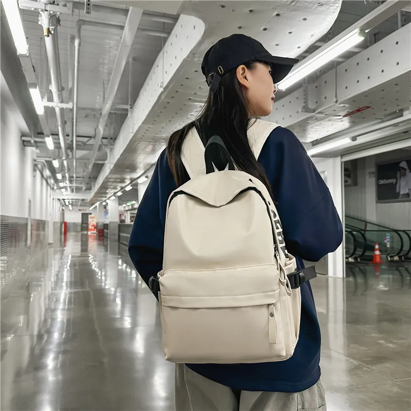 BRABOSTON PU Backpack Unisex White/Gray/Black/Brown-4