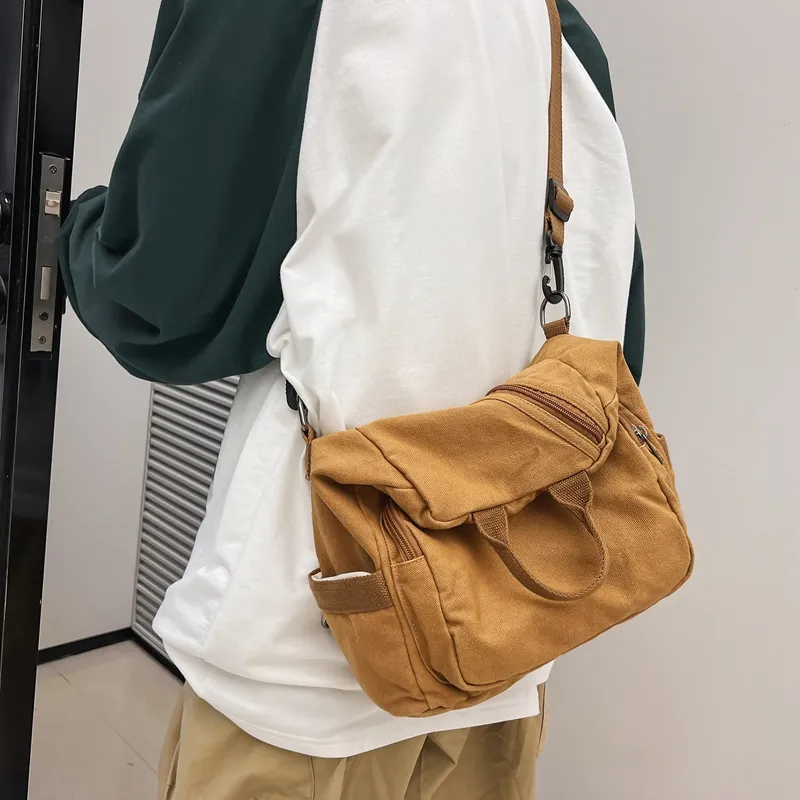 BRABOSTON Canvas Backpack Regular Unisex Beige/Black/Brown-20