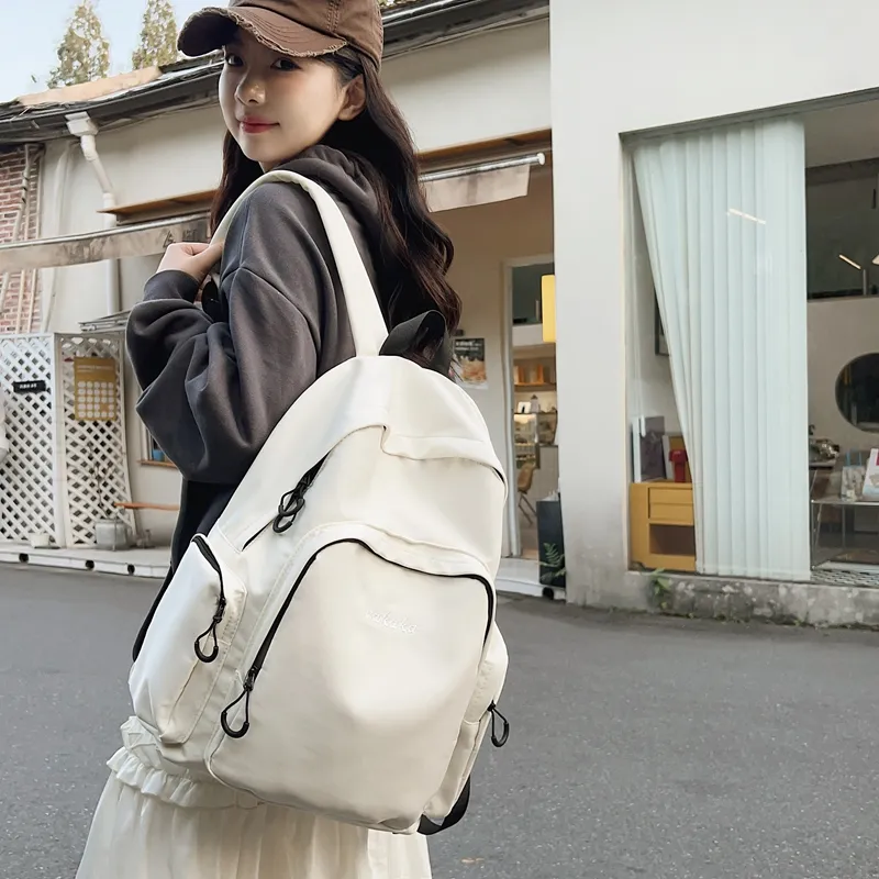BRABOSTON Nylon Backpack Unisex Ivory/Black/Green/Pink-2