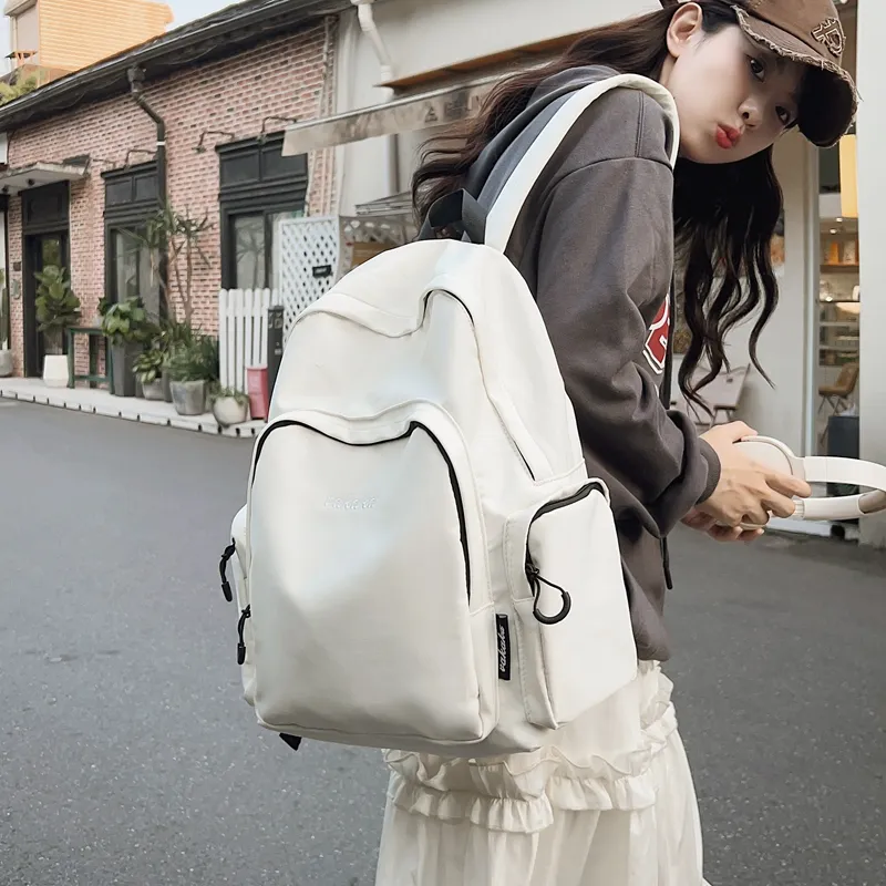 BRABOSTON Nylon Backpack Unisex Ivory/Black/Green/Pink-4