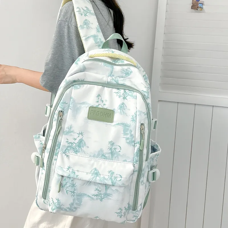 BRABOSTON Nylon Backpack Unisex Black/Purple/Green/Blue/Pink-18