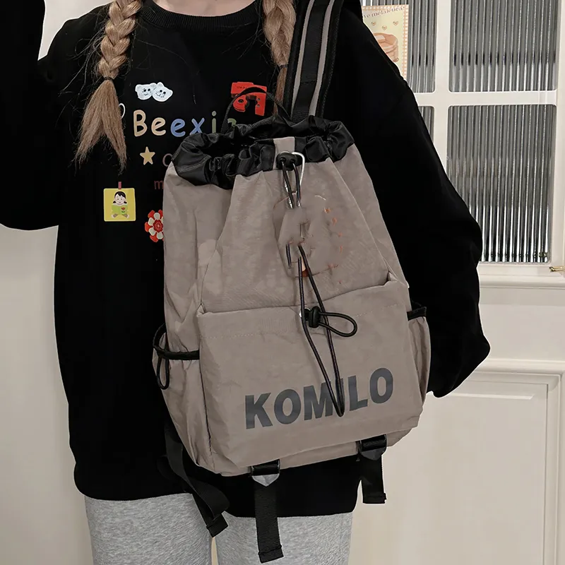 BRABOSTON Nylon Backpack Unisex Gray/Black/Khaki/Coffee-3