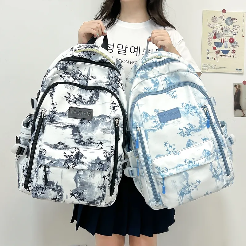 BRABOSTON Nylon Backpack Unisex Black/Purple/Green/Blue/Pink-26