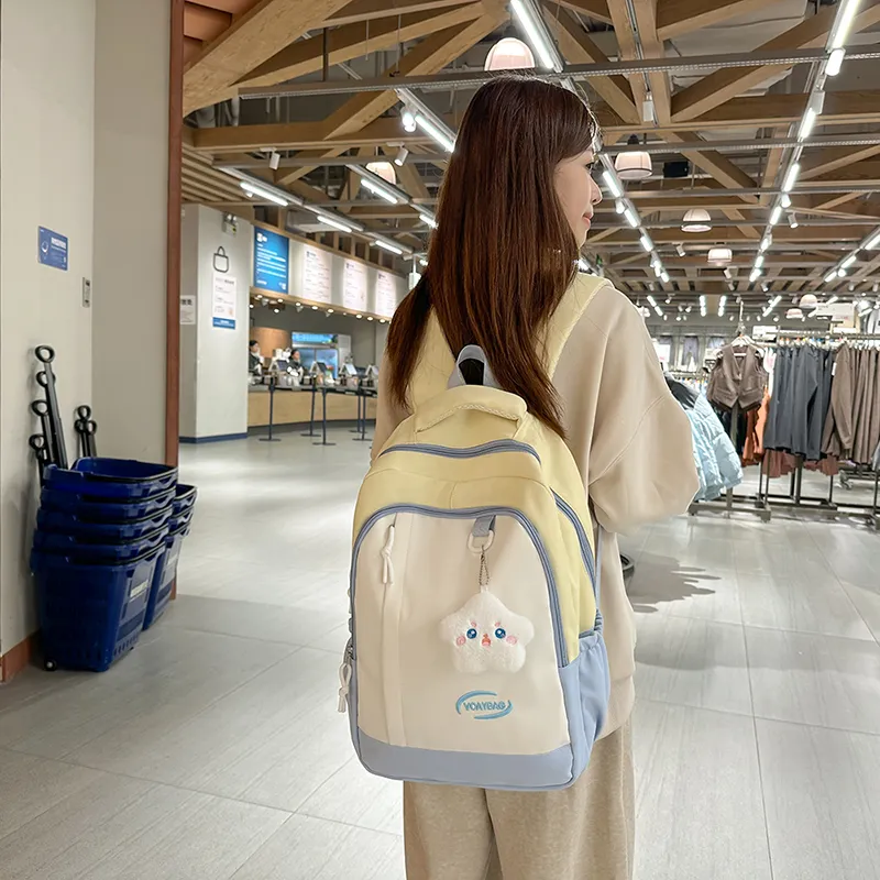 BRABOSTON Nylon Backpack Unisex Black/Pink & Green/Blue & Red/Light Blue & Yellow-14