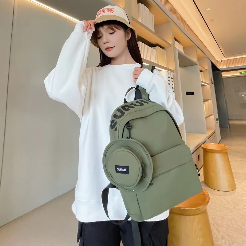 BRABOSTON Canvas Backpack Unisex Ecru/Black/Green/Orange-12