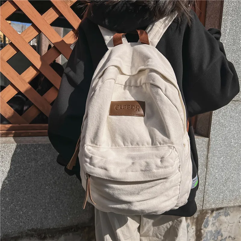 BRABOSTON Canvas Backpack Regular Unisex Black/White/Brown/Green-13