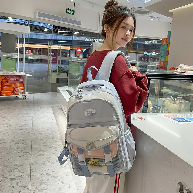 BRABOSTON Nylon With PVC Backpack Unisex Black/Mint Green/Yellow/Ecru/Light Blue-15